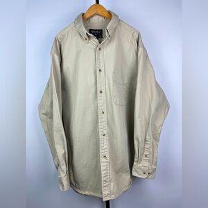 Eddie Bauer Denim Khaki Tan Long‎ Sleeve Button Up Collared Shirt